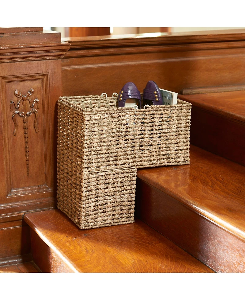 Household Essentials Wicker Stair Basket with Handles