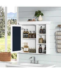 Phying White Bathroom Mirror Medicine Cabinet Wall Mounted Over Toilet Storage Organizer