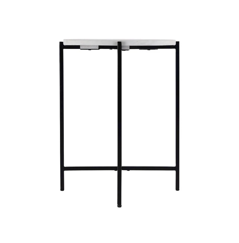Butler Specialty Mirabell Round Marble and Iron Side Table
