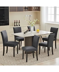 gaomon Upholstered Fabric Parsons Dining Chairs with Nailhead Trim and Solid Wood Legs
