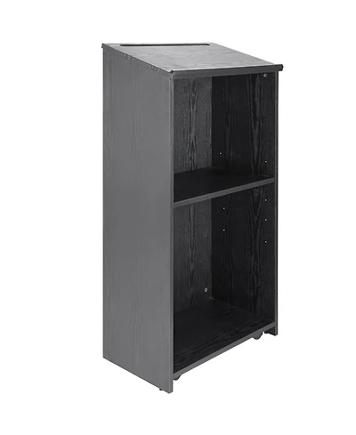 Gouun Podium Stand with Rolling Wheels and Storage Shelves
