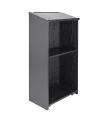 Gouun Podium Stand with Rolling Wheels and Storage Shelves