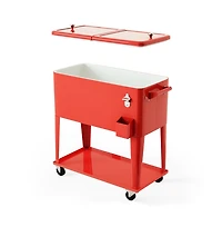 Boyel Living 80 Quart Outdoor Patio Rolling Steel Construction Cooler