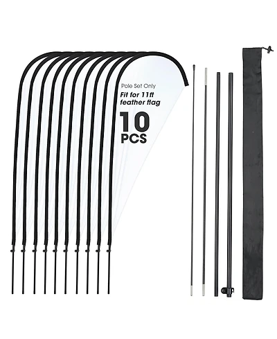 InstaHibit 10 Pack 11ft Teardrop Feather Flag Pole Kit for Business Advertising