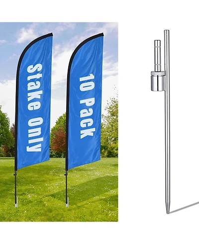 InstaHibit 10 Pack Feather Flag Ground Spike 20 Inch Ground Stake Flag Base Heavy Duty Flag Pole Holder