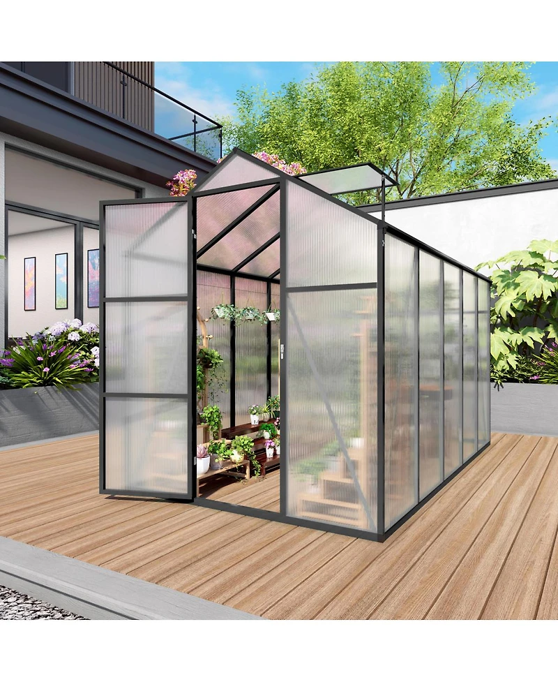 Streamdale Furniture Gain height 6x10 Feet Aluminum Greenhouse with Polycarbonate Panels