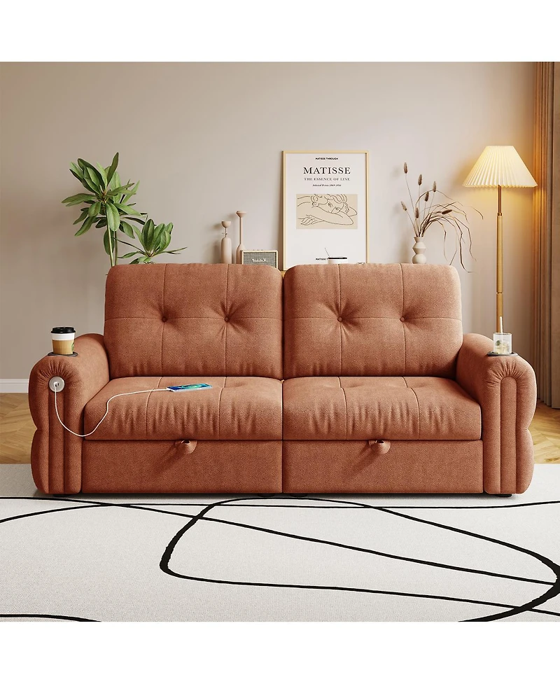 Streamdale Furniture 77" Convertible Sofa Bed, Sheneyron Fabric