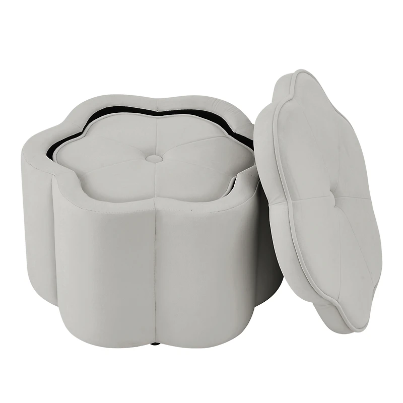 Streamdale Furniture Velvet Storage Ottoman Set of 2