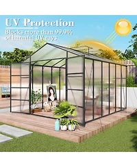 Streamdale Furniture Gain height 10x12 Ft Aluminum All Season Greenhouse with Polycarbonate Panels