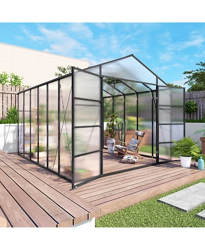 Streamdale Furniture Gain height 10x12 Ft Aluminum All Season Greenhouse with Polycarbonate Panels