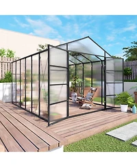 Streamdale Furniture Gain height 10x12 Ft Aluminum All Season Greenhouse with Polycarbonate Panels