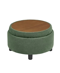 Streamdale Furniture Round Storage Ottoman with Tray