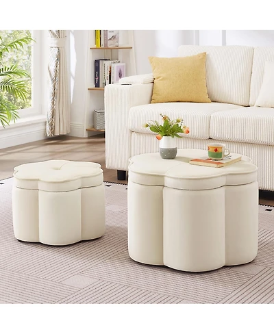 Streamdale Furniture Petal Storage Ottoman Set of 2