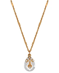 Symbols of Faith 14k Gold Dipped Clear Oval Glass Drop Crystal Cross 16"+3" Necklace