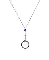 Symbols of Faith Silver Pewter-Tone Cross Magnifying Glass 28" Necklace