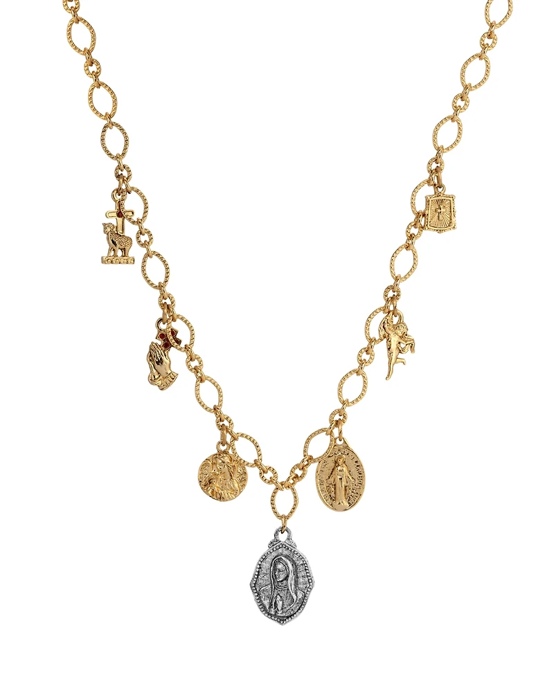 Symbols of Faith Gold-Tone Multi Charm Faith 16" Necklace