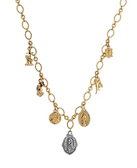 Symbols of Faith Gold-Tone Multi Charm Faith 16" Necklace