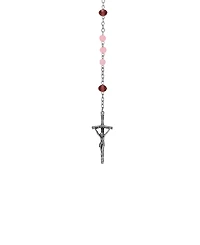 Symbols of Faith Silver-Tone Pink Amethyst Bead Our Lady of Guadalupe Rosary