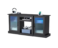 Sugift Tv Stand for TVs Up to 65 Inch Modern Entertainment Center with Light Strip