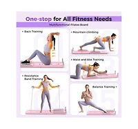 Fed Fitness 5 1 Folding Pilates Board, Reformer Set with 300 Lbs Weight Capacity, Portable Home for Woman