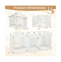 Ruie 8-Panel Plastic Dog Fence Indoor Outdoor Pen with Locking Door