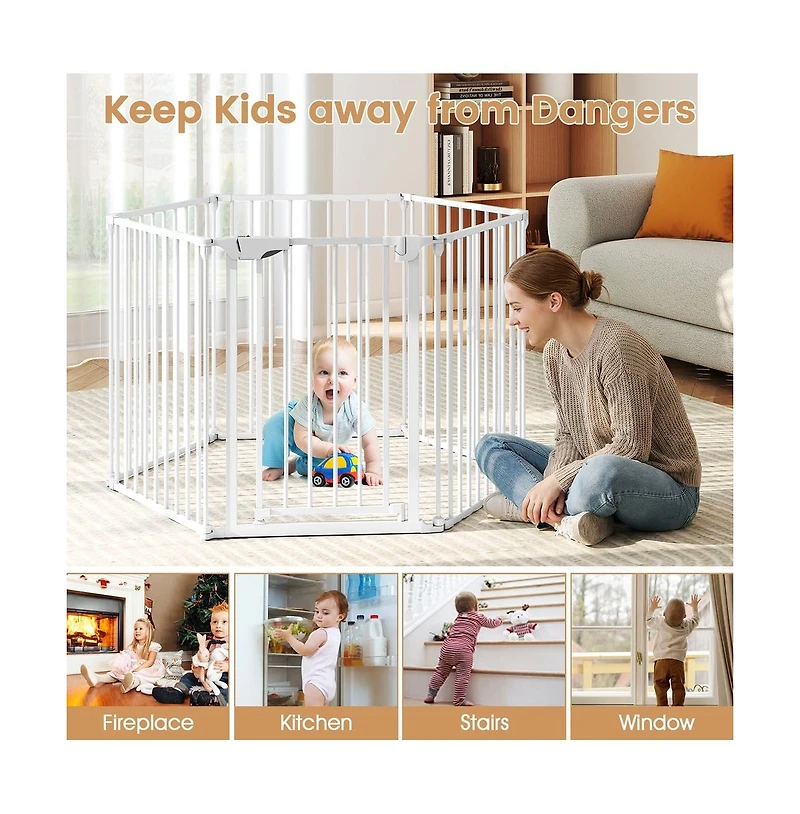 Ruie 6-Panel Extra Wide Adjustable Pet Safety Gate Fits 34.5-154 in Openings