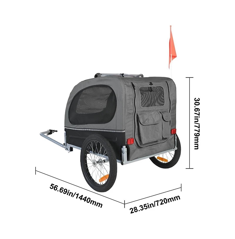 Ruie Foldable Dog Bike Trailer Pet Bicycle Carrier for Pets up to 88 lbs