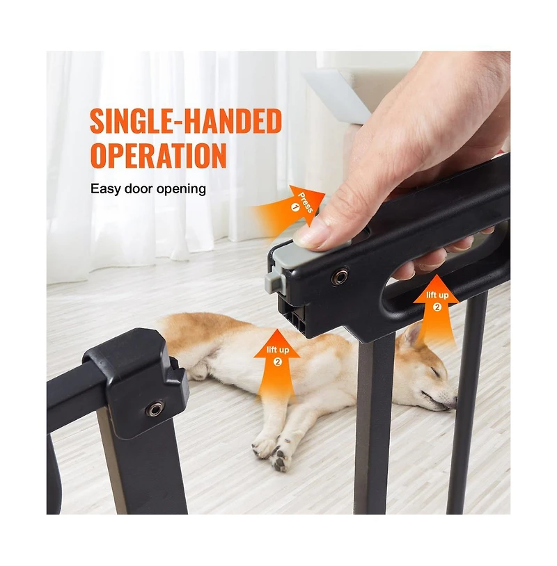 Ruie Auto Close Pet Safety Gate 30 in Tall Pressure and Wall Mount for Doorways