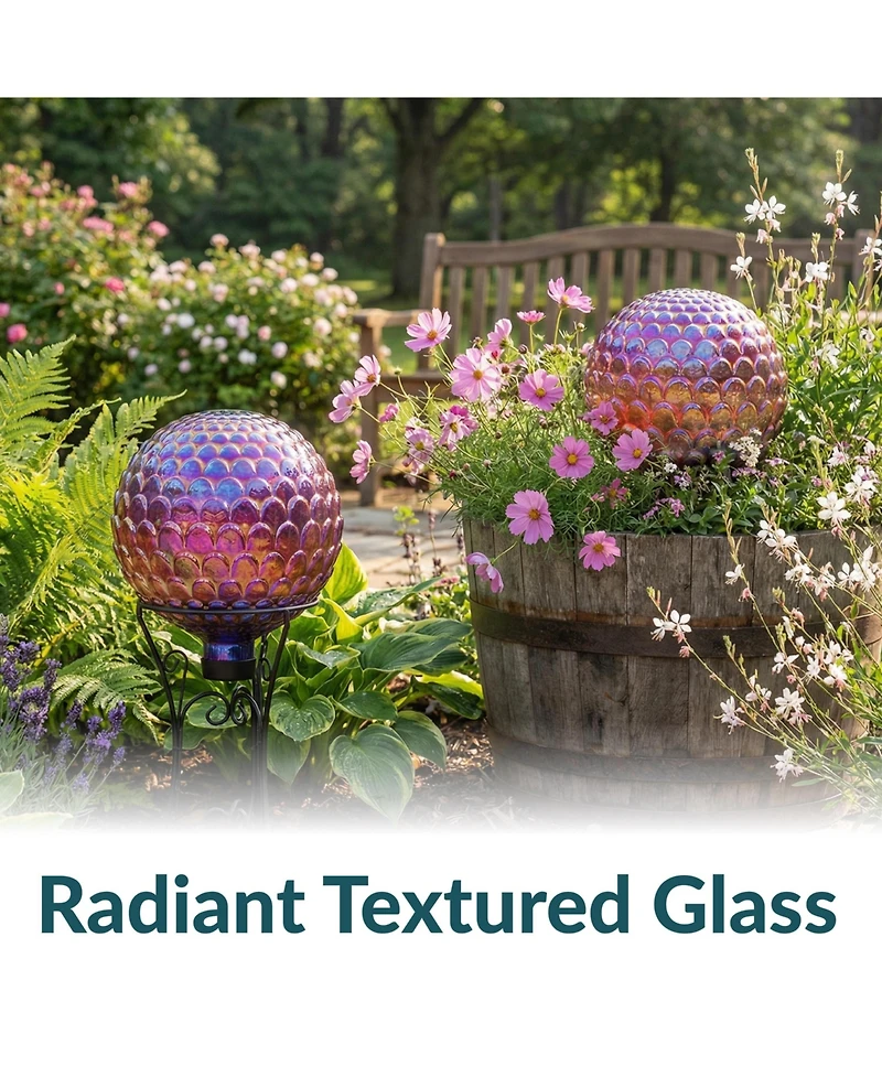 Sunnydaze Decor Scalloped Texture Indoor/Outdoor Gazing Globe Glass Garden Ball - 10" Diameter