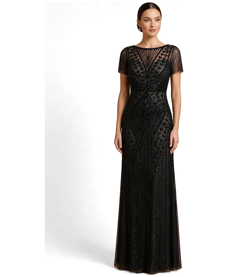 Lara Women's High Neck Beaded Gown