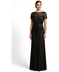Lara Women's High Neck Beaded Gown