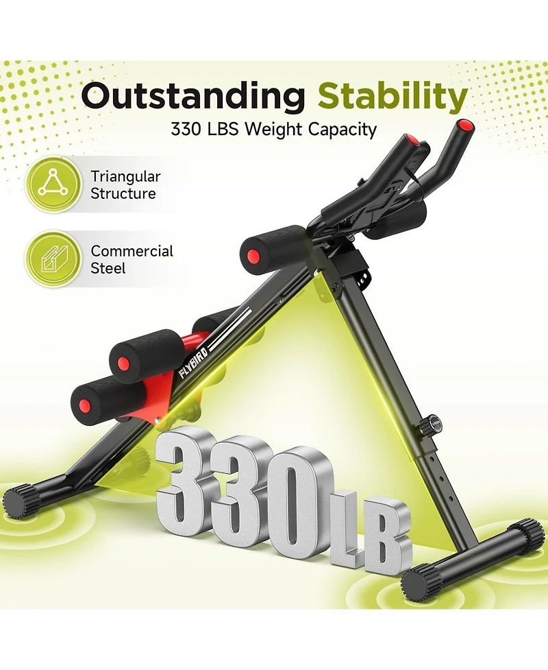 Fed Fitness Adjustable Ab Workout Machine for Home Gym, Full Body Strength Training Exercise Equipment, Foldable Waist Trainer for Body Shaping