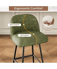 homfan 2/4 Pieces Faux Sherpa Upholstered Barstools with Back and Arc Footrest, 26" Modern Island Stools Bistro and Dining Area