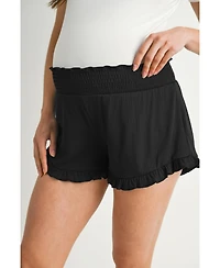 Hello Miz Maternity Smocked Ruffle Lounge Shorts