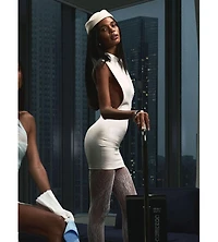 Miss Circle Women Vienna Satin Mock Neck Mini Dress