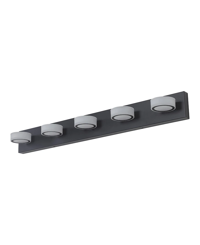 Busdays 37 Inch Modern 5 Light Led Vanity Light Sleek Black Bathroom Wall Light Fixture for Mirror Shower and Bathroom Decor