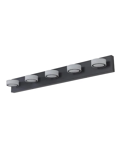 Busdays 37 Inch Modern 5 Light Led Vanity Light Sleek Black Bathroom Wall Light Fixture for Mirror Shower and Bathroom Decor