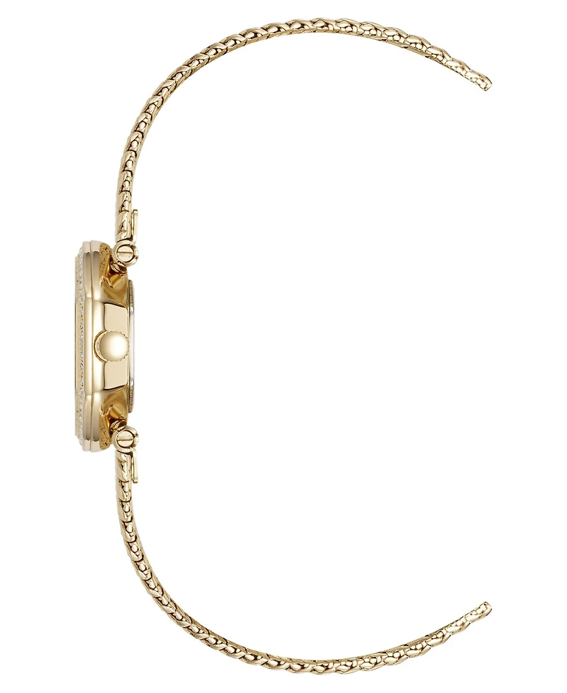 Anne Klein Women's Quartz Hexagonal Gold-Tone Stainless Steel Mesh Crystal Bracelet Watch 21.5mm