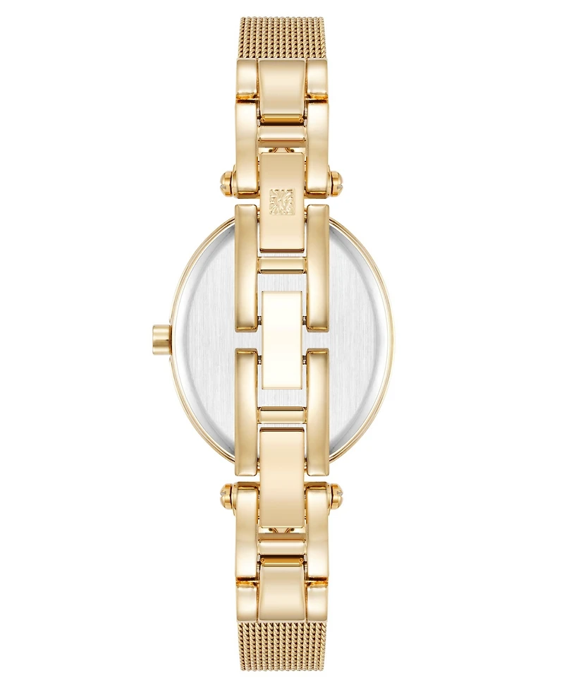 Anne Klein Women's Quartz Oval Gold-Tone Stainless Steel Mesh Watch 26mm