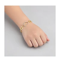 GiGiGirl 14k Yellow Gold Plated with Cubic Zirconia Heart Halo Charm Bracelet