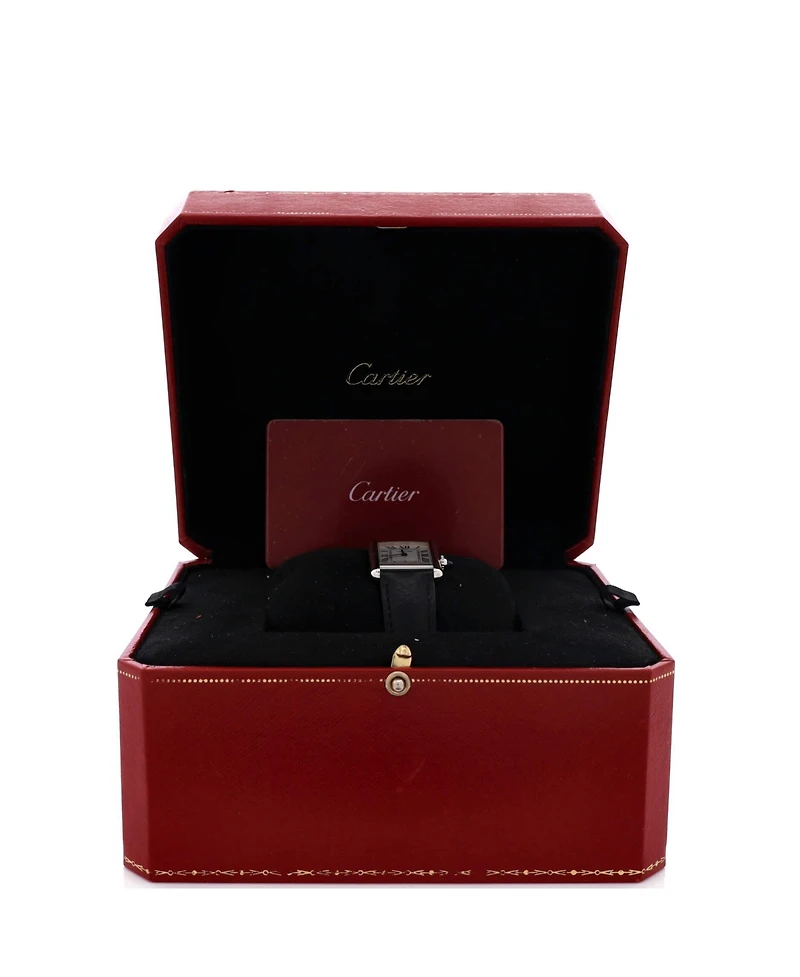 Pre-Owned Cartier Must de Cartier Tank Quartz Watch in Stainless Steel and Leather 22mm