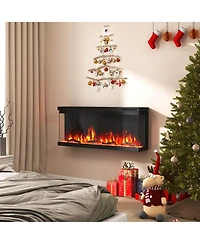 Costway 40" Wide 3-Sided Electric Fireplace Insert with Remote Control 12 Flame Colors