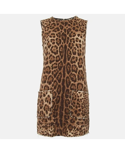 Pre-Owned Dolce & Gabbana Women's Leopard Print Cotton Mini Dress