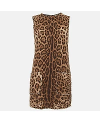 Pre-Owned Dolce & Gabbana Women's Leopard Print Cotton Mini Dress