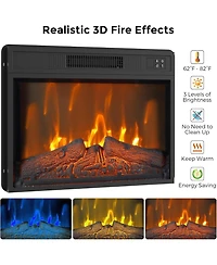 gaomon 58" Wooden Tv Stand with Electric Fireplace Insert Storage Cabinets Rustic Console