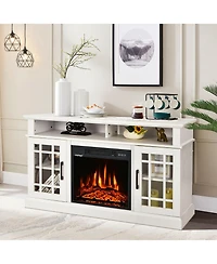 Gymax 48'' Fireplace Tv Stand With 1400W Electric Fireplace for TVs up to 50 Inches