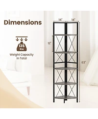 Gymax 2 Piece 5 tier Corner Display Rack Corner Ladder Bookshelf with Sturdy Metal Frame