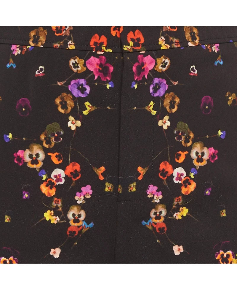 Pre-Owned Givenchy Women's Floral Print Stretch Crepe Wide Leg Trousers