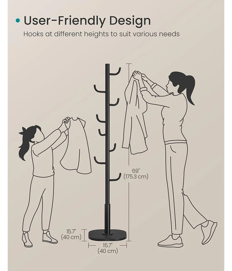 Slickblue Modern Cactus Style Coat Rack Stand with Durable Hooks Storage