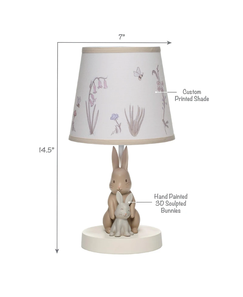 Lambs & Ivy Signature Bunny Hop Hand-Painted Resin Rabbits Lamp with Shade